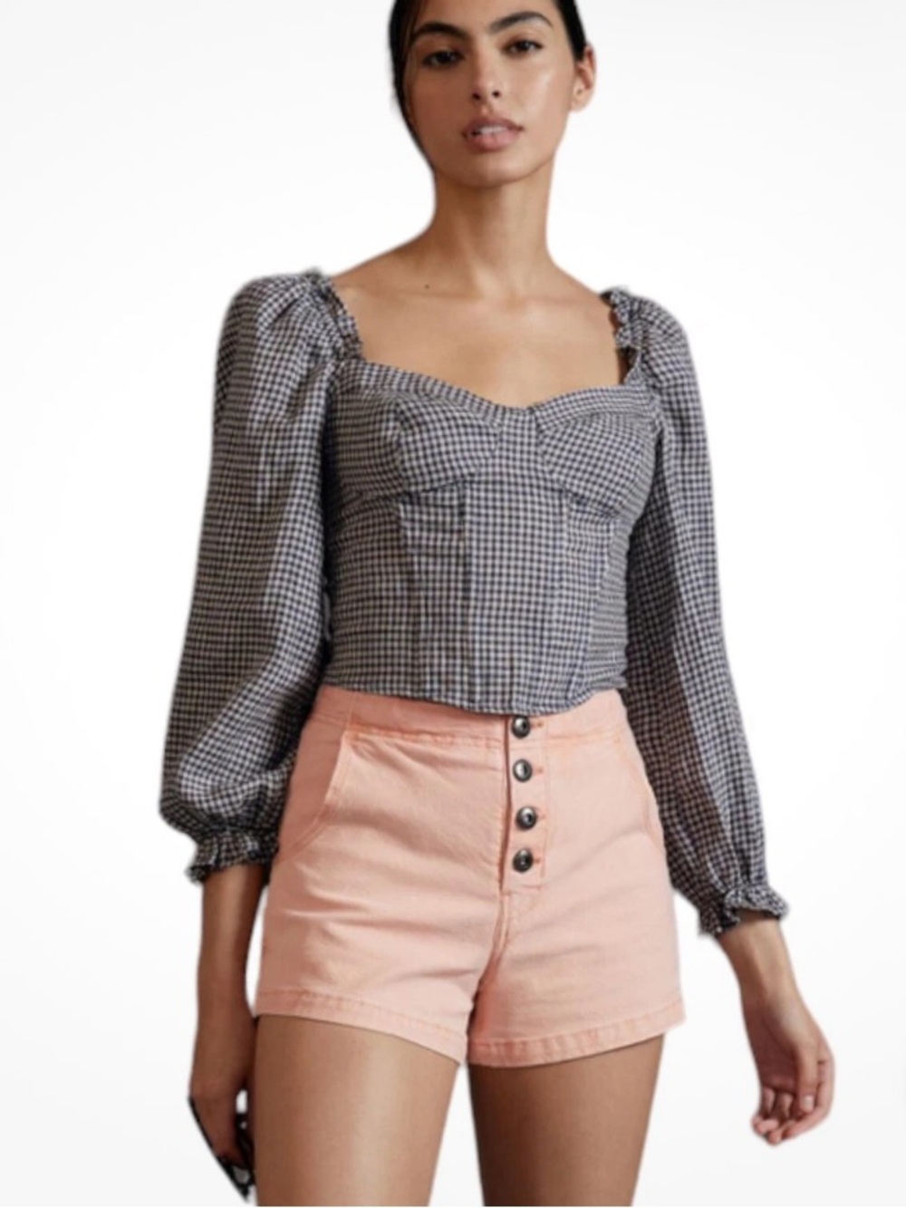 Anthropologie Pilcro Wide Leg Sailor Coral Light Pink Lace Up Shorts 27